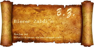 Bierer Zalán névjegykártya